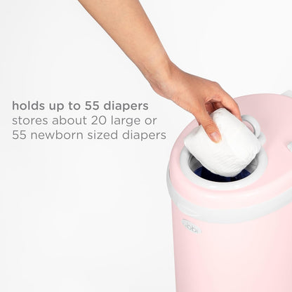 Stainless Steel Diaper Pail, No Special Bags, Odor-Locking, Blush Pink