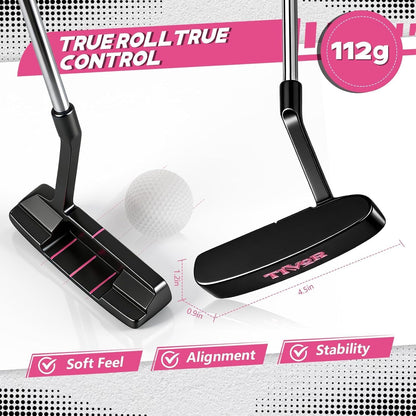 Golf Clubs for Men Women Right Left Handed 7-Piece Complete Set with Driver Hybrid 7 Iron 9 Iron Sand Wedge Putter Stand Bag - Beginner Mens Womens Golf Set Pink Purple Gray Black/Red