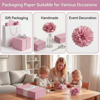 Pink Glitter Tissue Paper for Gift Bags 25 Sheets-20 x 20 Inch, Recyclable Gift Wrap Tissues for Decorating, Weddings, Birthdays, Party & Festival Decorations DIY Craft Supplies