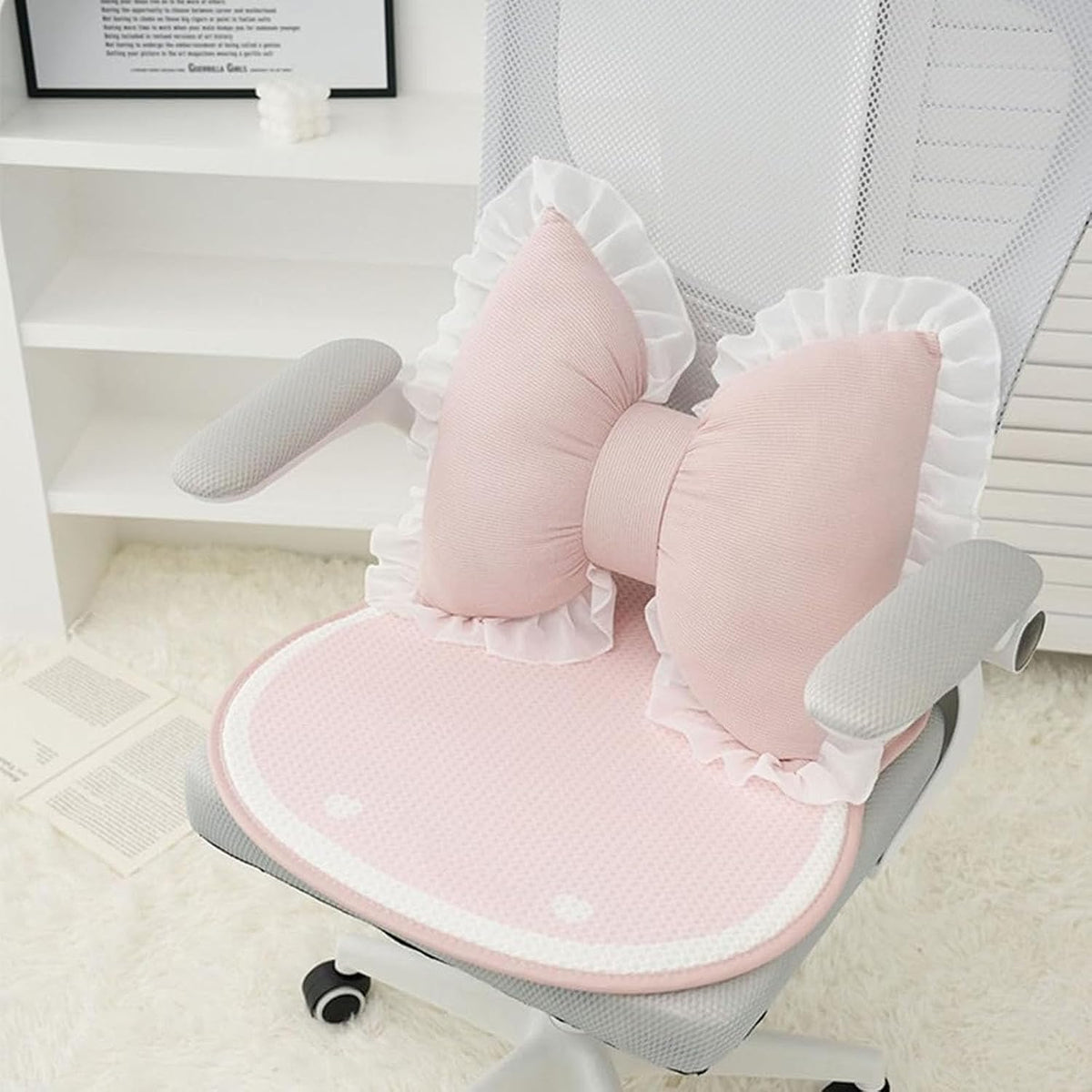 Pink Bow Pillow - Decorative Lace Bowknot Throw Pillow, Cute Shaped Pillows for Sofa, Couch, Bed, Living Room, Bedroom