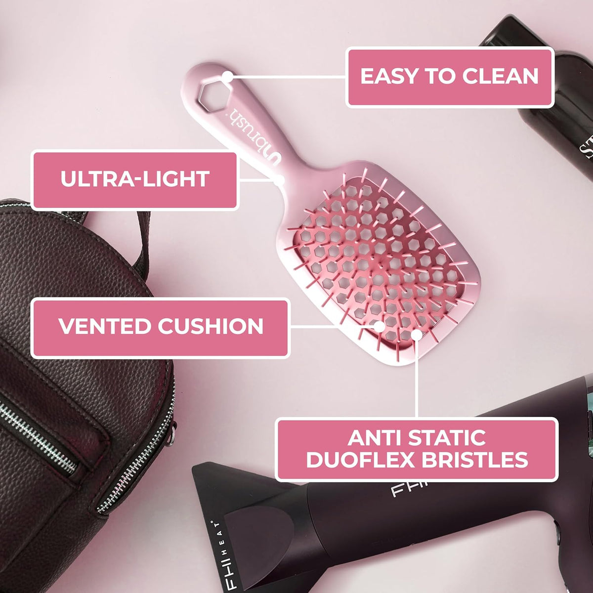 FHI Heat UNbrush Mini Detangling Brush for Wet & Dry Hair