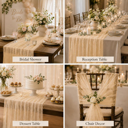 Pearl Tulle Lace Table Runner Boho Rustic Wedding Baby Shower Home Decor