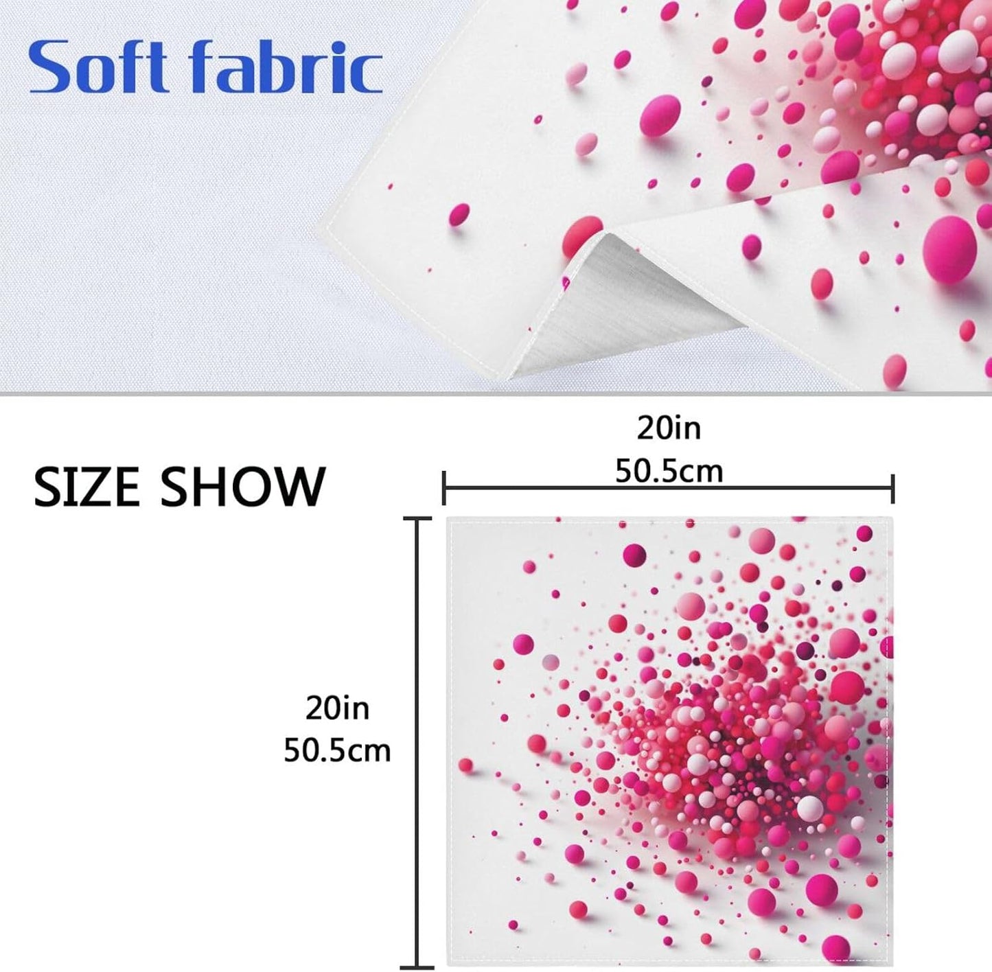 susiyo Pink Polka Dots Cloth Napkins 6 Pcs 20x20 inch Polyester Cocktail Napkins Set for Dinner Decorative