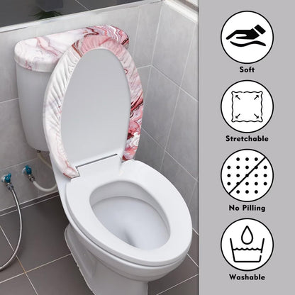 Pink Marble Toilet Seat Cover Set of 2 Elongated Toilet Lid Cover Bathroom Decor for Home Portable for Trip Stylish Toilet Dust Seat Cover