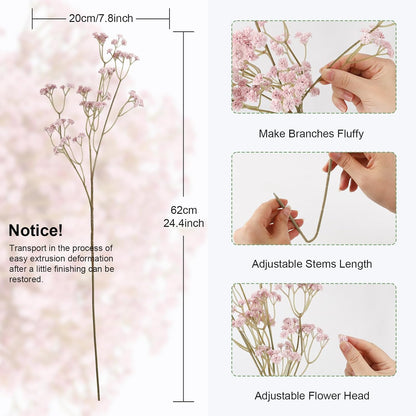 N&T NIETING10 PCS Babys Breath Artificial Flowers Fake Babys Breath Flowers Artificial Bulk Dusty Pink Gypsophila Bouquets Real Touch Faux Flowers for Wedding Floral Arrangement Party Home Decoration