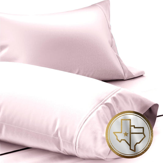 . 100% Egyptian Cotton Standard/Queen Size Pillow Cases Set of 2-1000 Series Lonestar Lovin' Pillow Cover (Blush), Soft, & Cooling Pillowcases Set of 2 for Standard/Queen Pillows