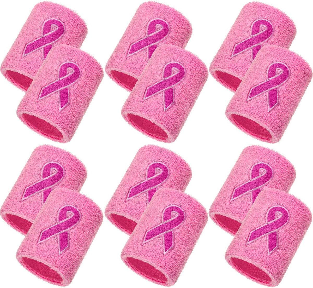 12 Pack Pink Ribbon Wristbands Cancer Awareness