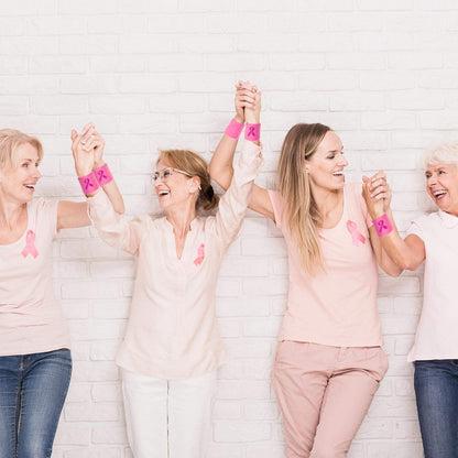 12 Pack Pink Ribbon Wristbands Cancer Awareness