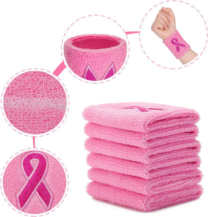 12 Pack Pink Ribbon Wristbands Cancer Awareness