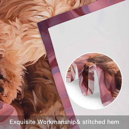 Sleeping Poodle Valance for Windows Eye Mask Animals Fluffy Fur Puppy Pink Kitchen Curtain Valances Window Treatment Short Topper Curtains for Kitchen Bathroom Living Room 1 Panel , 54x18 Inch