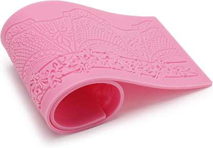 Lace Molds for Cake Decorating, 5pcs Silicone Fondant Lace Mats Pink Flower Pattern Silicone Molds for sugar lace Craft Tools