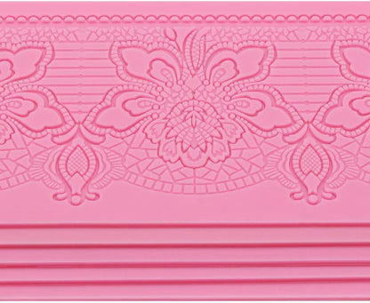 Lace Molds for Cake Decorating, 5pcs Silicone Fondant Lace Mats Pink Flower Pattern Silicone Molds for sugar lace Craft Tools
