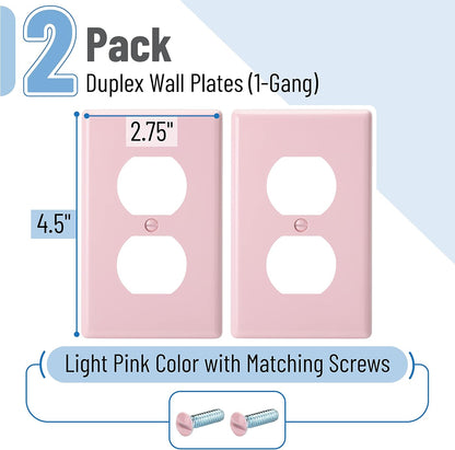 Bates- Duplex Receptacle Wall Plates, 2 Pack, Pink, Electrical Outlet Cover Plates, Electric Outlet Cover, Wall Outlet Cover, Outlet Plate, Outlet Wall Plate, Wall Outlet Cover Plate