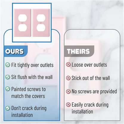 Bates- Duplex Receptacle Wall Plates, 2 Pack, Pink, Electrical Outlet Cover Plates, Electric Outlet Cover, Wall Outlet Cover, Outlet Plate, Outlet Wall Plate, Wall Outlet Cover Plate
