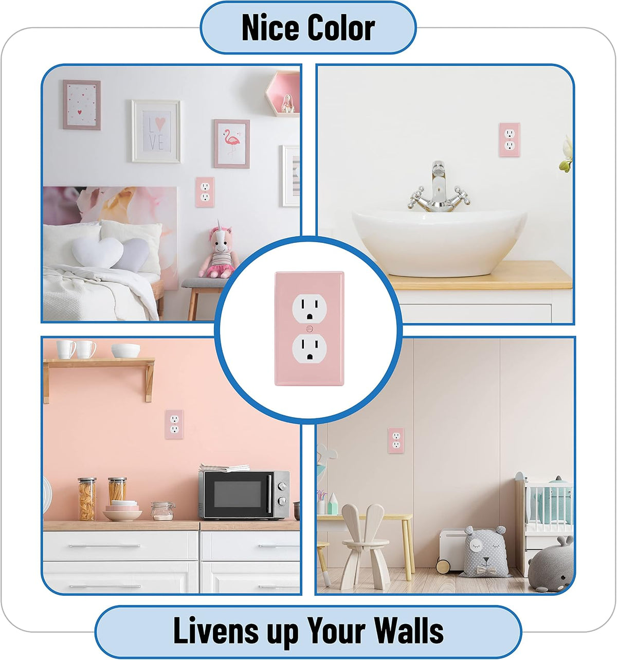 Bates- Duplex Receptacle Wall Plates, 2 Pack, Pink, Electrical Outlet Cover Plates, Electric Outlet Cover, Wall Outlet Cover, Outlet Plate, Outlet Wall Plate, Wall Outlet Cover Plate