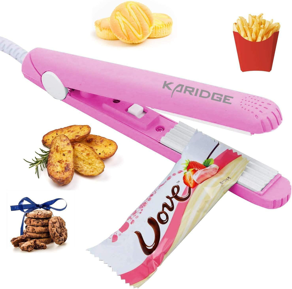 chip Bag Sealer Mini, Handheld Heat Sealer for Chip Bags and Mylar Bags, Portable Bag Resealer for Food Storage - Pink