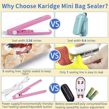 chip Bag Sealer Mini, Handheld Heat Sealer for Chip Bags and Mylar Bags, Portable Bag Resealer for Food Storage - Pink