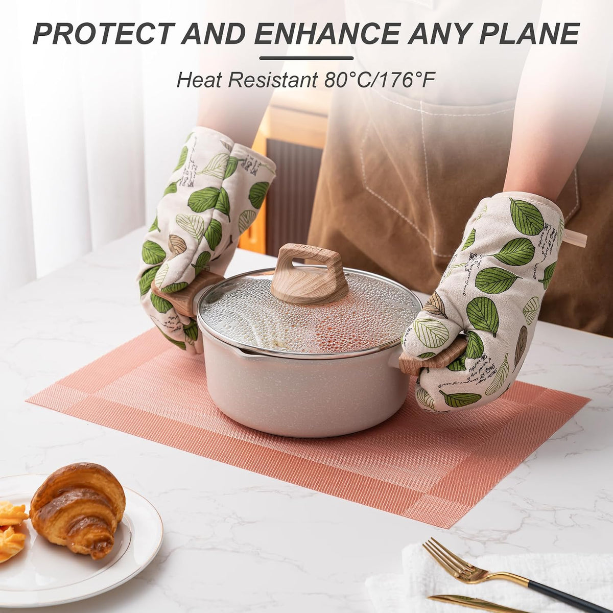 Placemats Set of 6 Washable Indoor(B-Four-Corner-peachpink)