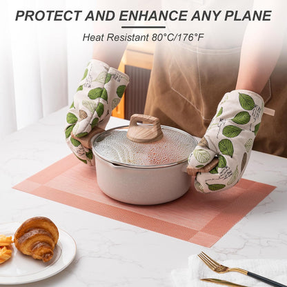 Placemats Set of 6 Washable Indoor(B-Four-Corner-peachpink)