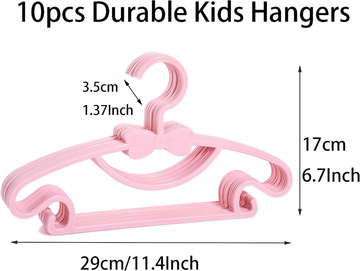 10pcs Kids Clothes Hangers - Baby & Toddler Plastic Hangers (Pink, 10pcs)
