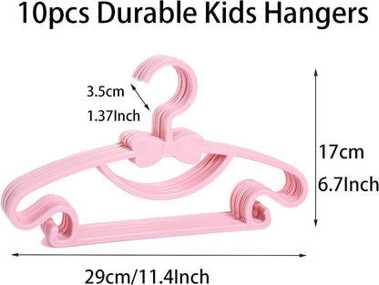 10pcs Kids Clothes Hangers - Baby & Toddler Plastic Hangers (Pink, 10pcs)