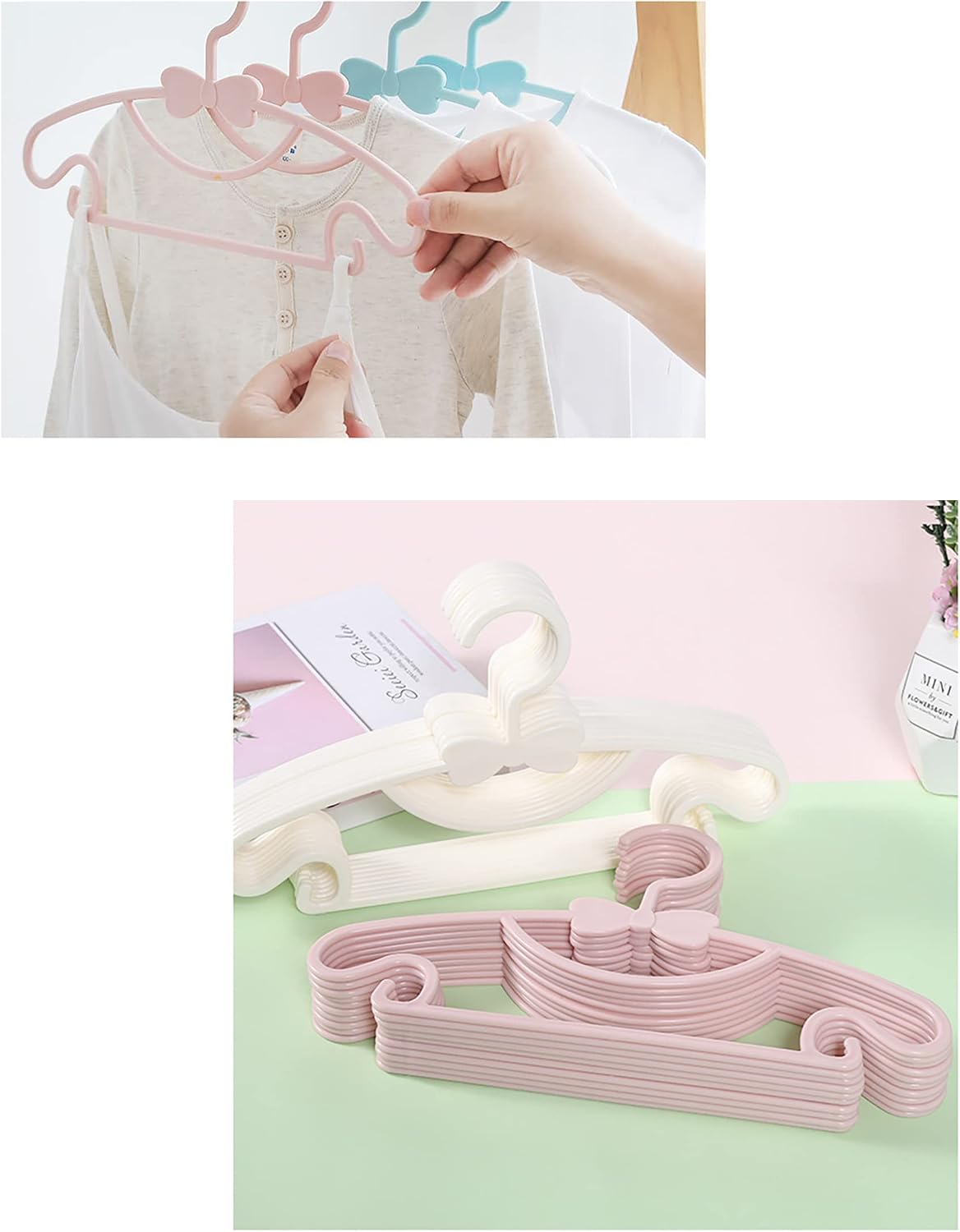 10pcs Kids Clothes Hangers - Baby & Toddler Plastic Hangers (Pink, 10pcs)