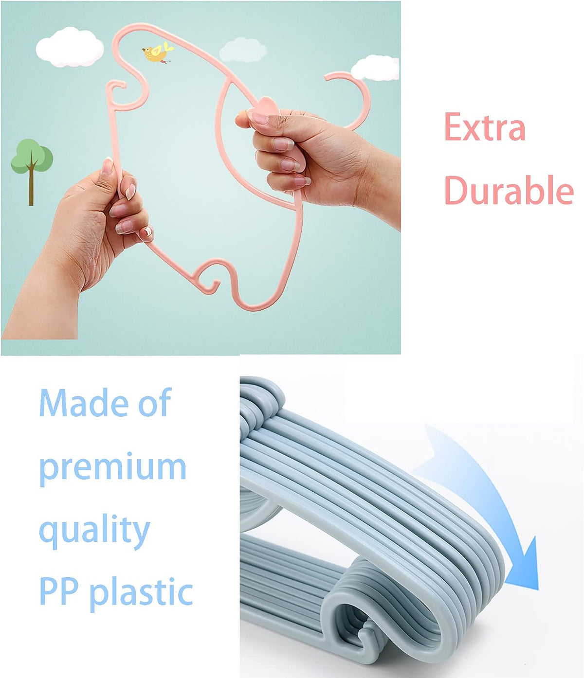 10pcs Kids Clothes Hangers - Baby & Toddler Plastic Hangers (Pink, 10pcs)