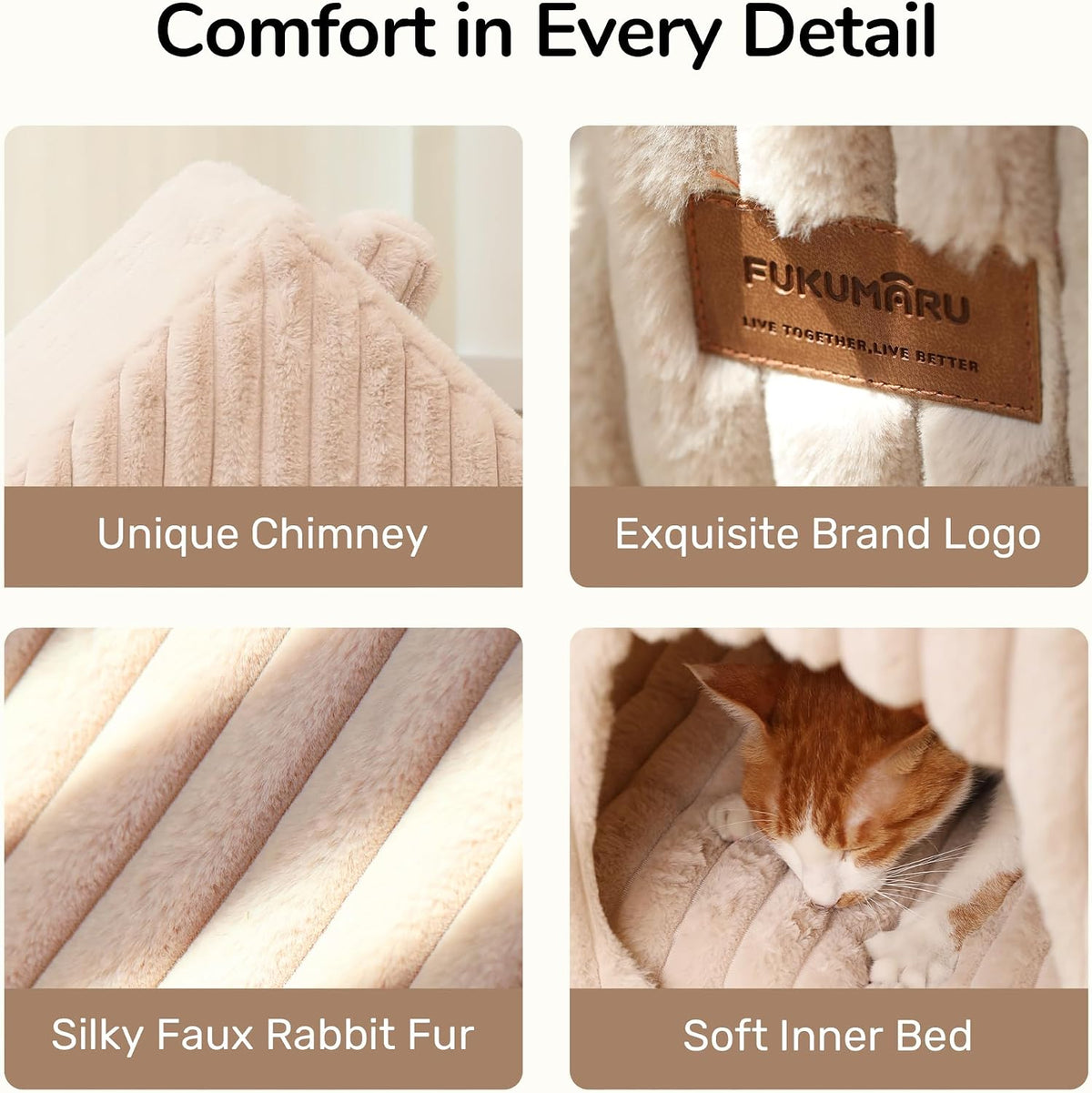 Cat Bed Cave, Enclosed Washable Covered Dog Bed with Support Frame