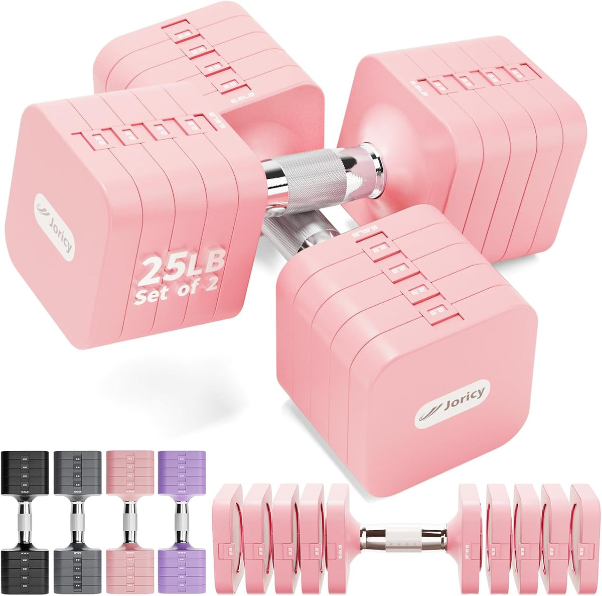Adjustable Dumbbell Set 10LBS 20LBS 25LBS Dumbbells Set of 2 Hand Weights