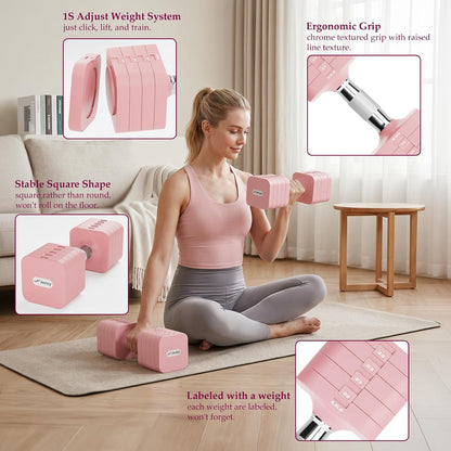 Adjustable Dumbbell Set 10LBS 20LBS 25LBS Dumbbells Set of 2 Hand Weights