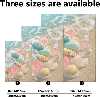 Pastel Sea Glass Canvas Wall Art, Ocean Peach Blue Green Decor, Coastal Home Aesthetic for Living Room, Bedroom, Beach House, Unframed 16x20 Inch