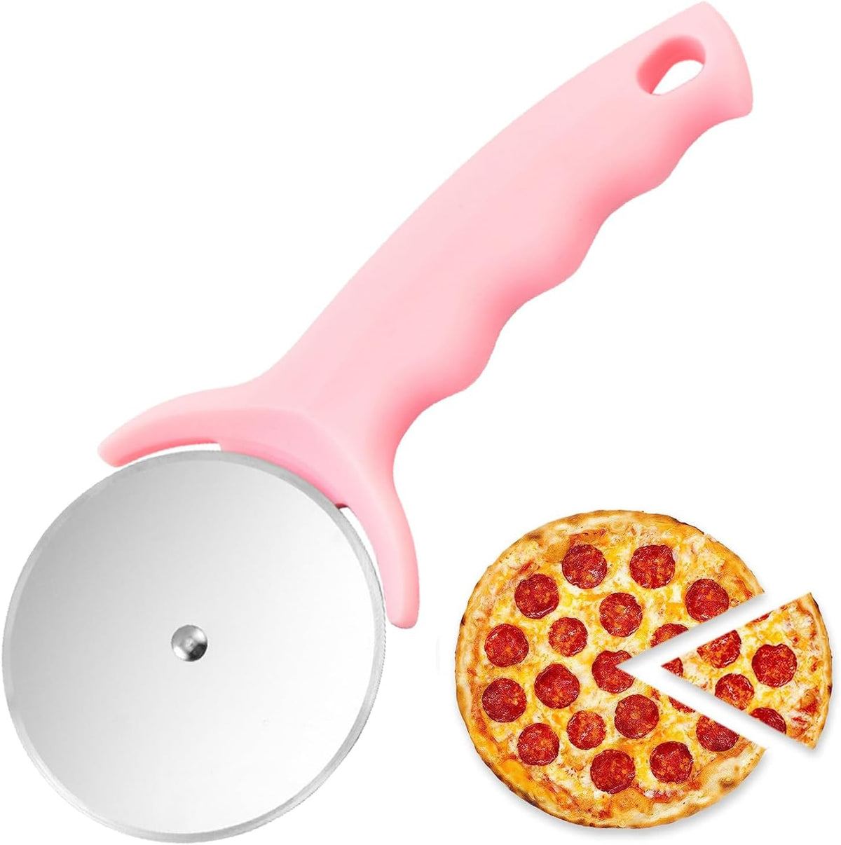Pizza Cutter Wheel, Kitchen Premium Stainless Steel Pink Pizza Cutter, Super Sharp Blade Pizza Slicer, Easy To Clean (Pink)