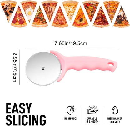 Pizza Cutter Wheel, Kitchen Premium Stainless Steel Pink Pizza Cutter, Super Sharp Blade Pizza Slicer, Easy To Clean (Pink)
