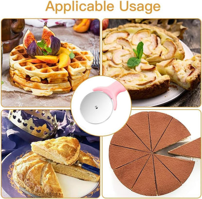 Pizza Cutter Wheel, Kitchen Premium Stainless Steel Pink Pizza Cutter, Super Sharp Blade Pizza Slicer, Easy To Clean (Pink)