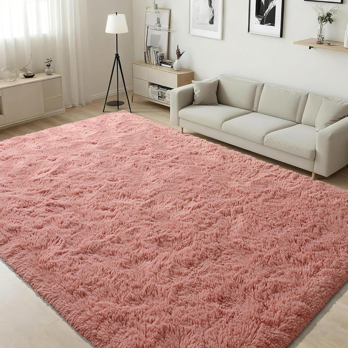 3x5 Fluffy Rug Soft Carpets for Kids Room Living Room,Blush