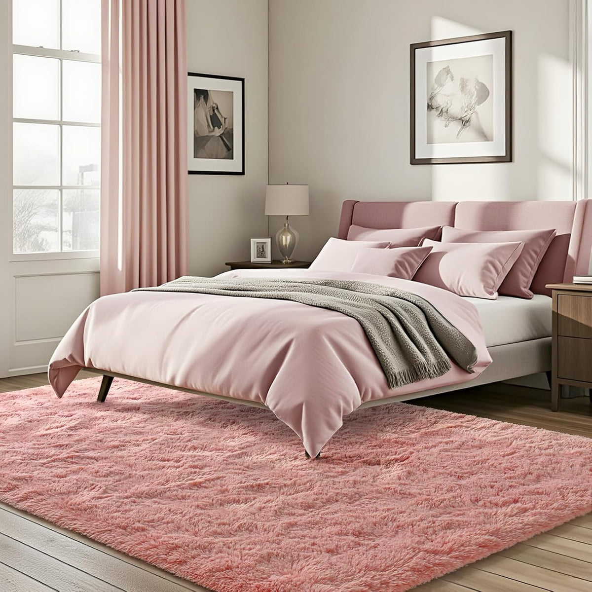 3x5 Fluffy Rug Soft Carpets for Kids Room Living Room,Blush