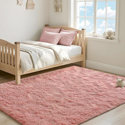 3x5 Fluffy Rug Soft Carpets for Kids Room Living Room,Blush
