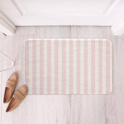 Pink Stripes Bathroom Rugs Microfiber 20"x32" Geometric Bath Mats Non-Slip Modern Striped Art Bathroom Accessories Floor Doormats Soft Door Mat