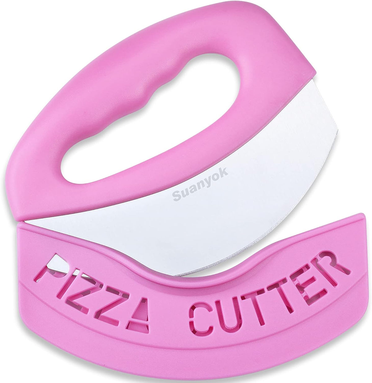 Pizza Cutter Stainless Steel Rocker Blade with Cover(Pink)
