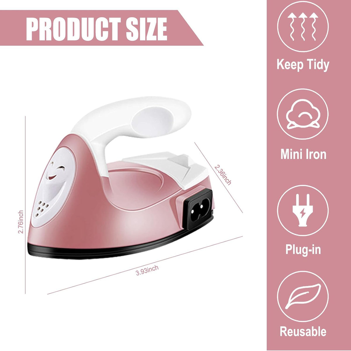 Mini Craft Iron Mini Iron Press,Mini Heat Press Machine for T Shirts Shoes and Hats Small Heat Transfer Vinyl Projects,Portable Travel Irons Mini Heat Press Crafting Craft Clothes (Fruit Pink)