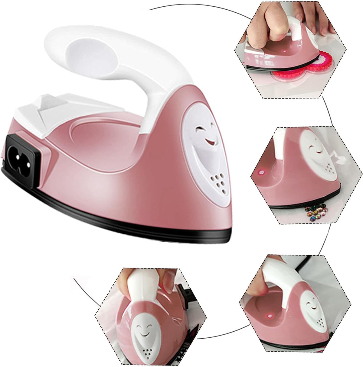 Mini Craft Iron Mini Iron Press,Mini Heat Press Machine for T Shirts Shoes and Hats Small Heat Transfer Vinyl Projects,Portable Travel Irons Mini Heat Press Crafting Craft Clothes (Fruit Pink)