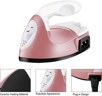 Mini Craft Iron Mini Iron Press,Mini Heat Press Machine for T Shirts Shoes and Hats Small Heat Transfer Vinyl Projects,Portable Travel Irons Mini Heat Press Crafting Craft Clothes (Fruit Pink)