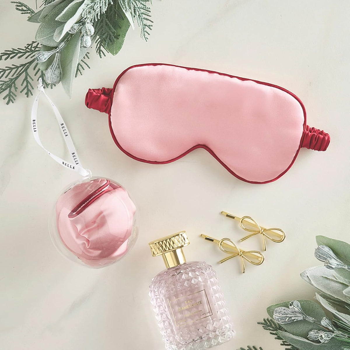 Accessories - Soft Silky Eye Masks for Sleeping - Satin Sleep Mask in an Ornament, One Size, Rose Pink