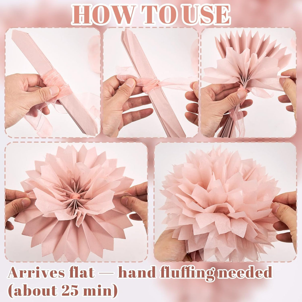 Pink Tissue Paper Pompoms Decorations 9 Pack, 10 12 14 Inch Large Hanging Paper Pompoms with Satin Ribbon for Pink Party Decor, Ceiling Arch Party Decor for Wedding Baby Shower Birthday