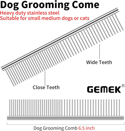 Dog Grooming Scissors with Safety Round Tips Stainless Steel Professional Dog Grooming Kit - Thinning, Curved Scissors and Comb for Cat Pet (Pink 4 in 1)