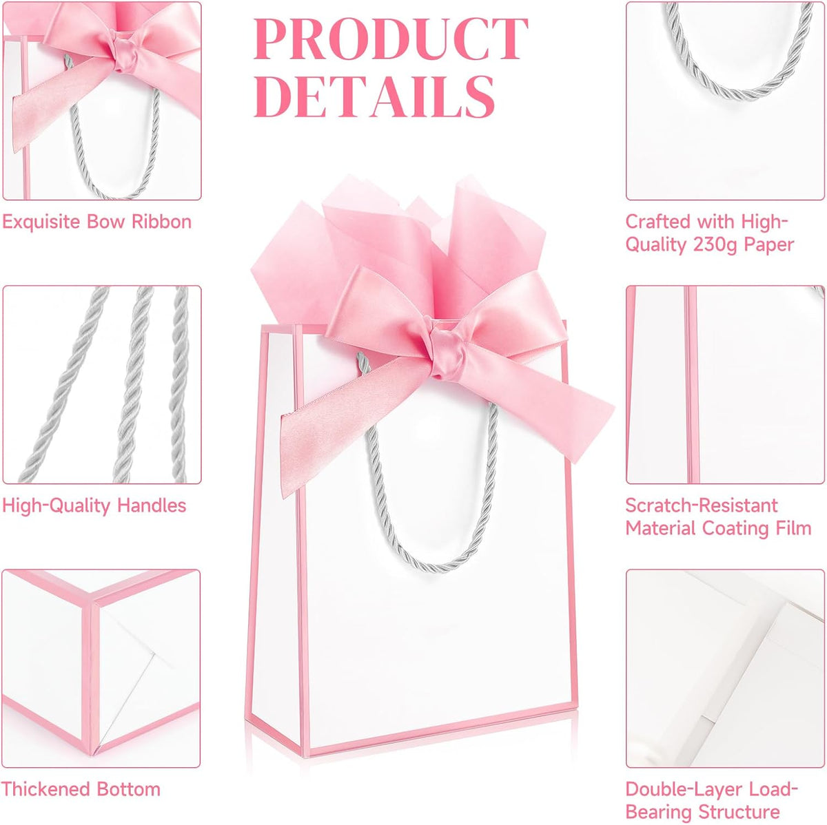 12 Pack Small Gift Bags with Handles Include Tissue Papers & Cards