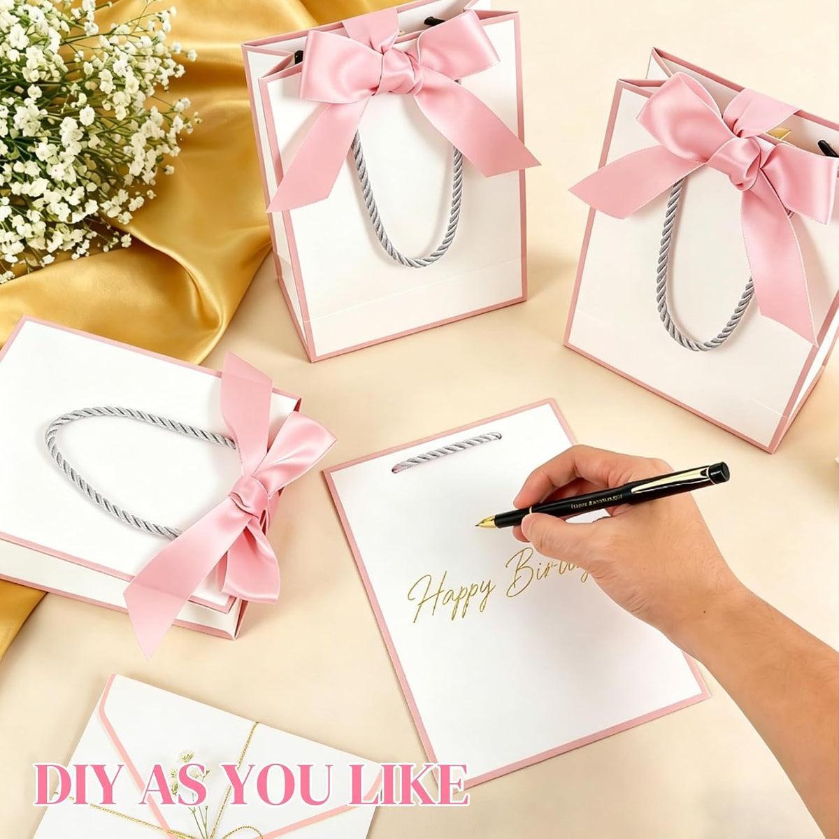 12 Pack Small Gift Bags with Handles Include Tissue Papers & Cards