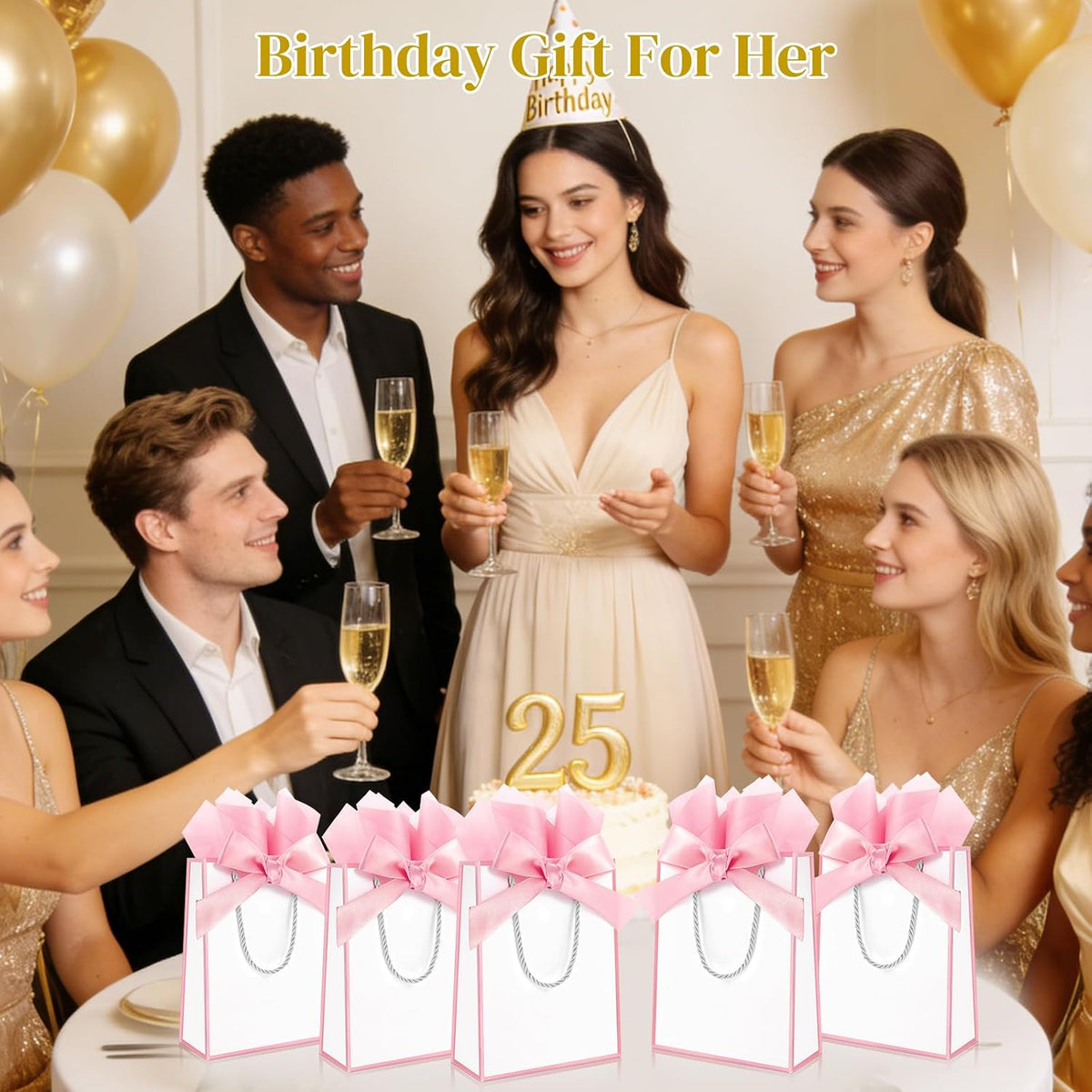 12 Pack Small Gift Bags with Handles Include Tissue Papers & Cards