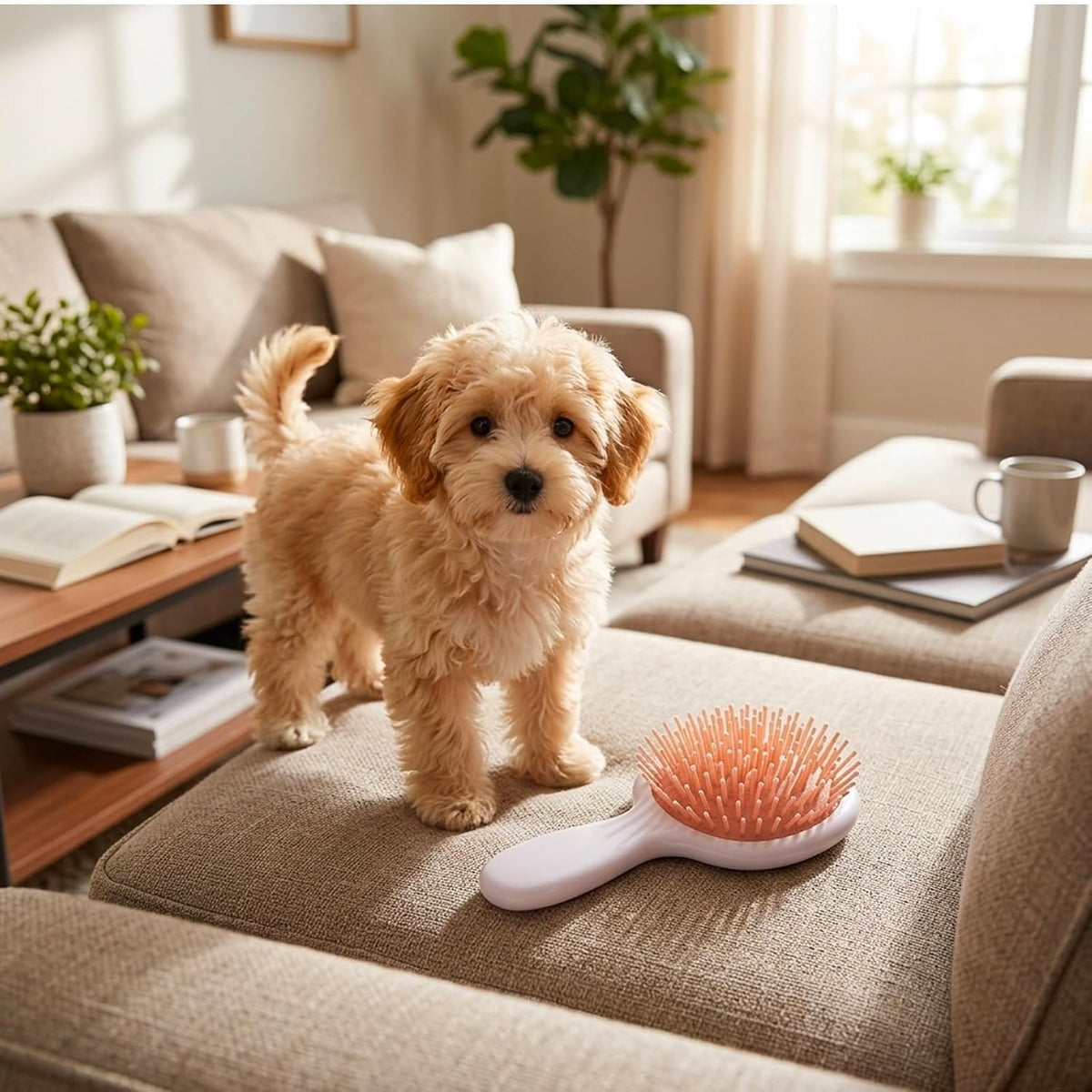 2pcs Puppy Brush Set, Small Dog Brush, Mushroom Cushion Dog Comb for Gentle Pet Grooming for Dogs and Cats, Suitable for Daily Pet Care and Coat Maintenance, in Pink and Blue