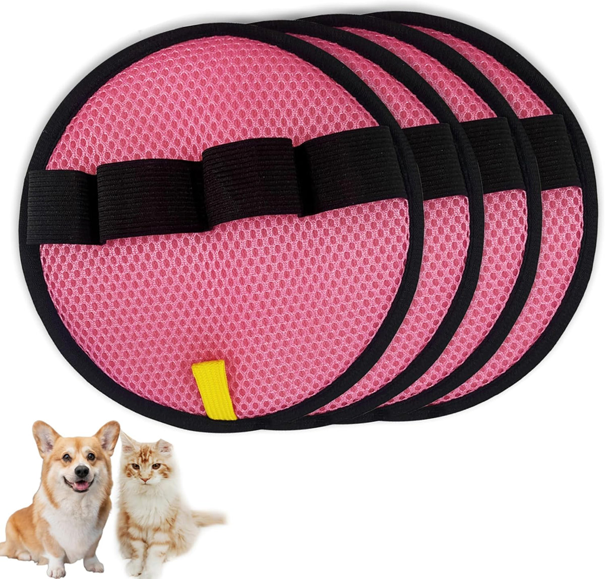 Pet Hair Removal Glove,Circular Reusable Grooming Gloves,4Pack,Pink